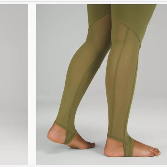 Lululemon Like New Crisscross Mesh Stirrup Legging in Green - Size 14 - Picture 3 of 10